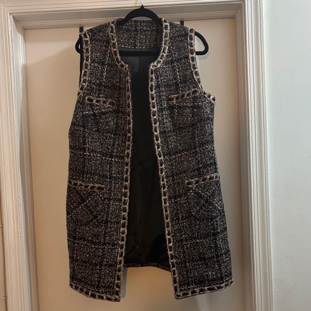 Source Unknown Black and Gray Tweed Vest